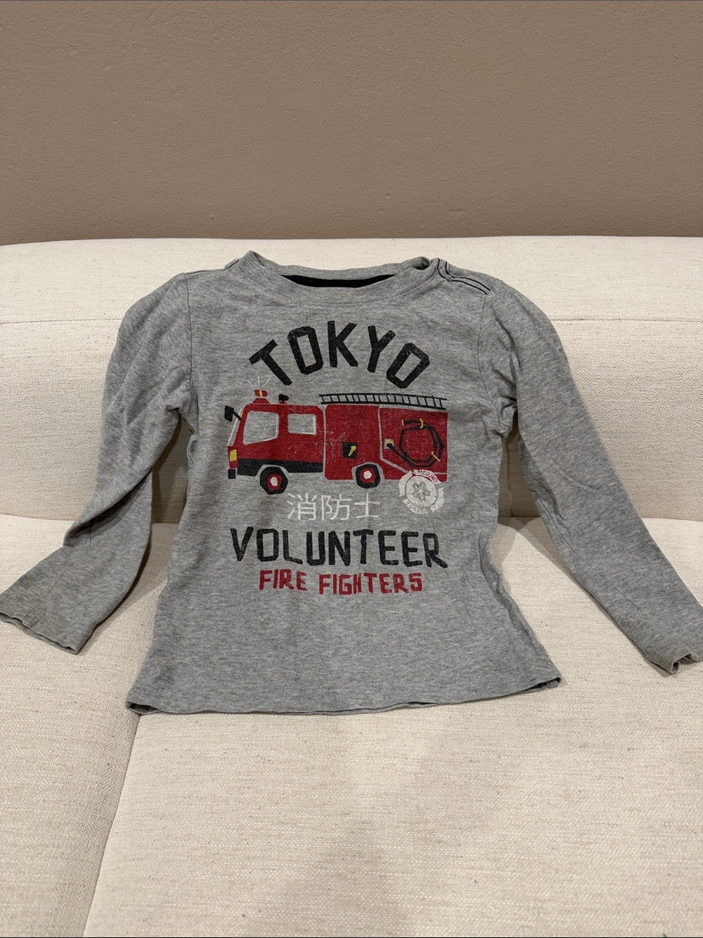 Tea Collection volunteer firefighter firetruck long sleeve tee size 4